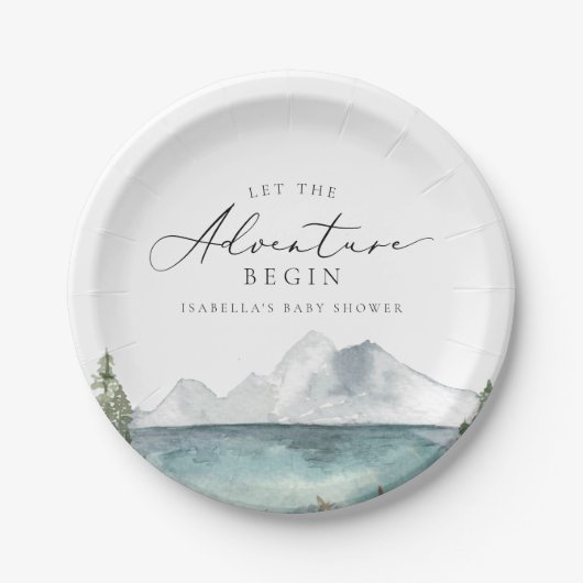 CLOVER Mountain Lake Adventure Baby Dusche Pappteller (Vorderseite)