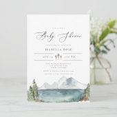 CLOVER- Mountain Lake Boho Rustic Baby Shower Einladung (Stehend Vorderseite)