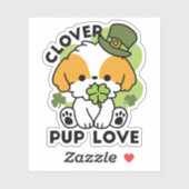 Clover Pup Liebe - St. Patrick's Day Dog Design Aufkleber (Blatt)