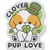 Clover Pup Liebe - St. Patrick's Day Dog Design Aufkleber (Vorderseite)