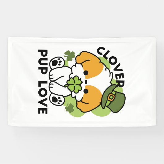Clover Pup Liebe - St. Patrick's Day Dog Design Banner (Horizontal)