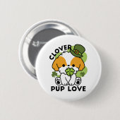 Clover Pup Liebe - St. Patrick's Day Dog Design Button (Vorne & Hinten)