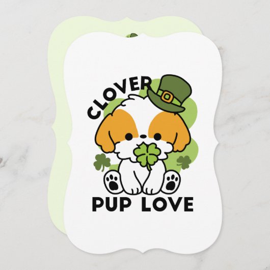 Clover Pup Liebe - St. Patrick's Day Dog Design Einladung (Vorne/Hinten)