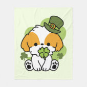 Clover Pup Liebe - St. Patrick's Day Dog Design Fleecedecke (Vorderseite)