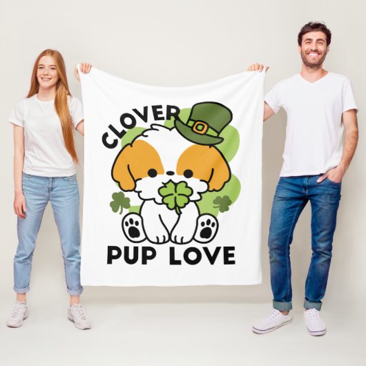 Clover Pup Liebe - St. Patrick's Day Dog Design Fleecedecke (Beispiel)