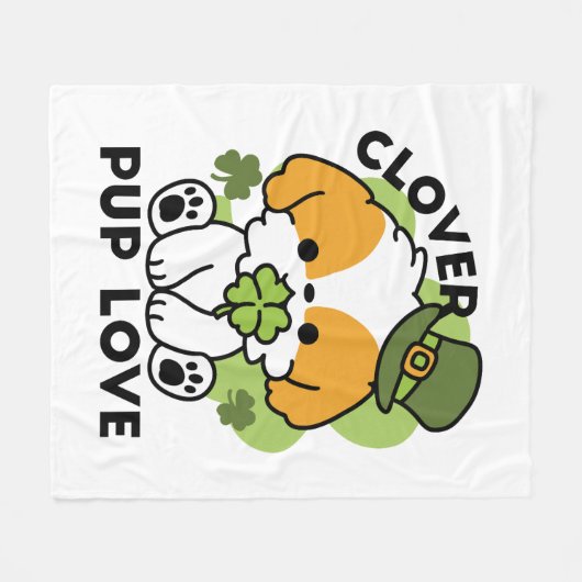 Clover Pup Liebe - St. Patrick's Day Dog Design Fleecedecke (Vorderseite (Horizontal))