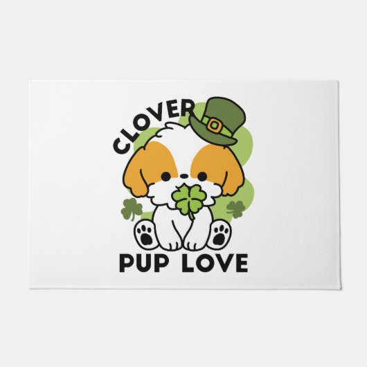 Clover Pup Liebe - St. Patrick's Day Dog Design Fußmatte (Vorderseite)