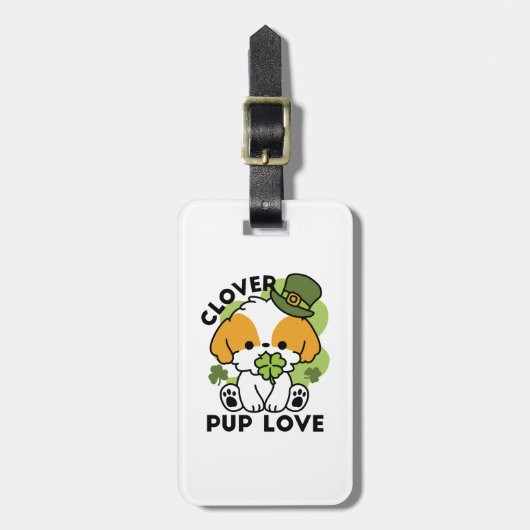 Clover Pup Liebe - St. Patrick's Day Dog Design Gepäckanhänger (Vorderseite vertikal)