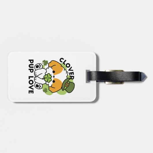 Clover Pup Liebe - St. Patrick's Day Dog Design Gepäckanhänger (Rückseite horizontal)