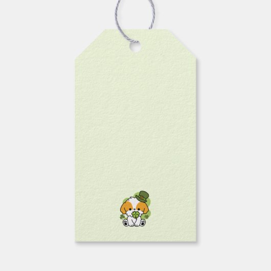 Clover Pup Liebe - St. Patrick's Day Dog Design Geschenkanhänger (Rückseite)