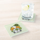 Clover Pup Liebe - St. Patrick's Day Dog Design Glasuntersetzer (Schrägansicht)