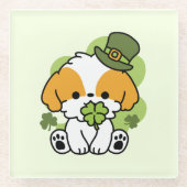 Clover Pup Liebe - St. Patrick's Day Dog Design Glasuntersetzer (Vorderseite)