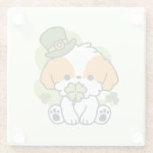 Clover Pup Liebe - St. Patrick's Day Dog Design Glasuntersetzer (Rückseite)