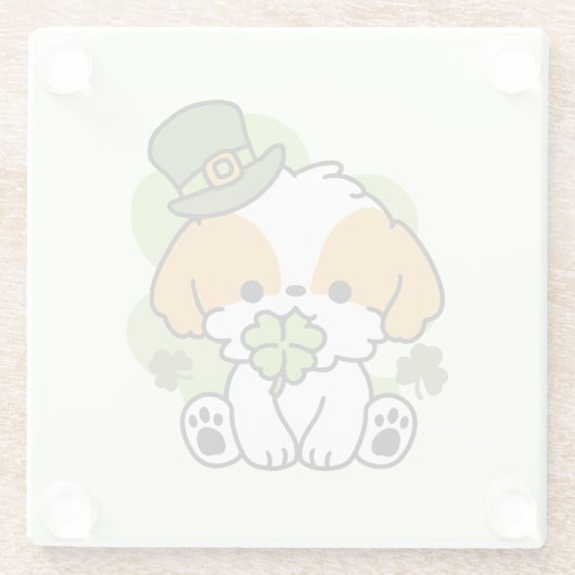 Clover Pup Liebe - St. Patrick's Day Dog Design Glasuntersetzer (Rückseite)