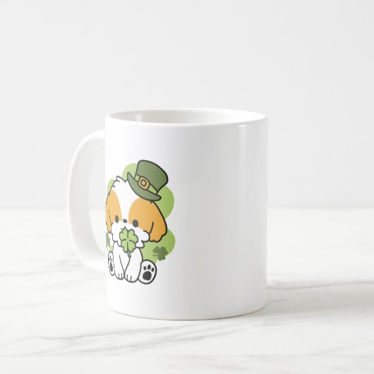 Clover Pup Liebe - St. Patrick's Day Dog Design Kaffeetasse (Vorderseite Links)