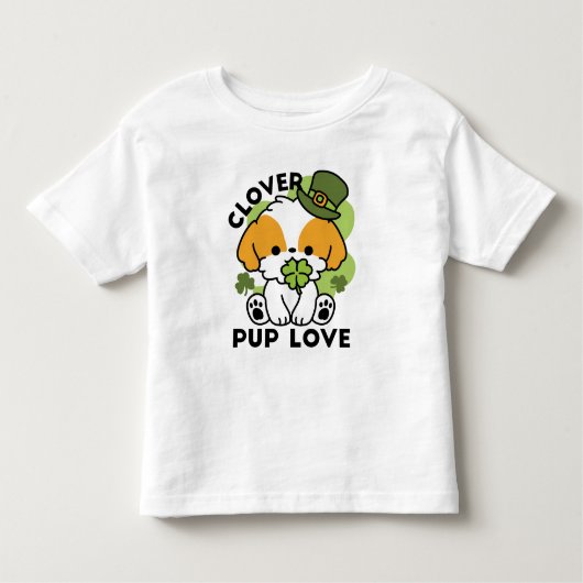 Clover Pup Liebe - St. Patrick's Day Dog Design Kleinkind T-shirt (Vorderseite)