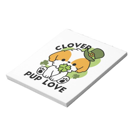 Clover Pup Liebe - St. Patrick's Day Dog Design Notizblock (Rotiert)