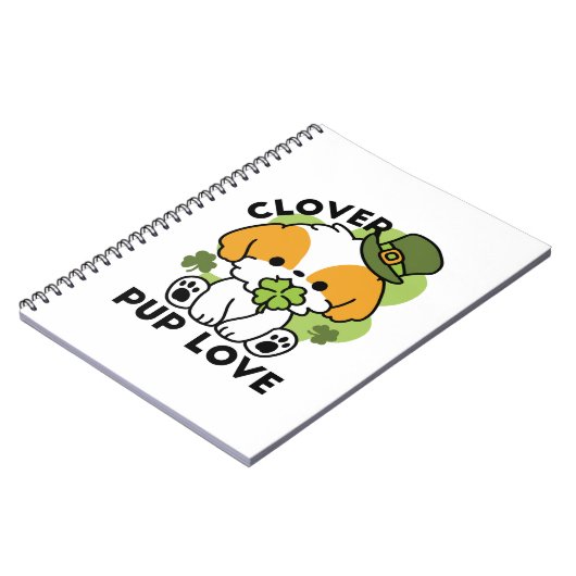 Clover Pup Liebe - St. Patrick's Day Dog Design Notizblock (Linke Seite)