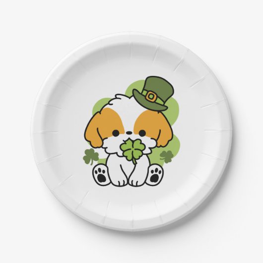 Clover Pup Liebe - St. Patrick's Day Dog Design Pappteller (Vorderseite)