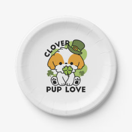 Clover Pup Liebe - St. Patrick's Day Dog Design Pappteller