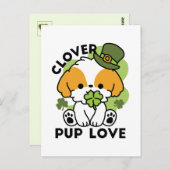 Clover Pup Liebe - St. Patrick's Day Dog Design Postkarte (Vorne/Hinten)