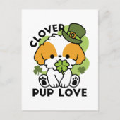 Clover Pup Liebe - St. Patrick's Day Dog Design Postkarte (Vorderseite)