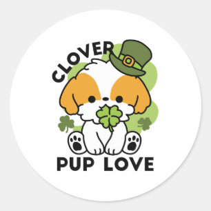 Clover Pup Liebe - St. Patrick's Day Dog Design Runder Aufkleber