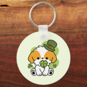 Clover Pup Liebe - St. Patrick's Day Dog Design Schlüsselanhänger (Rückseite)