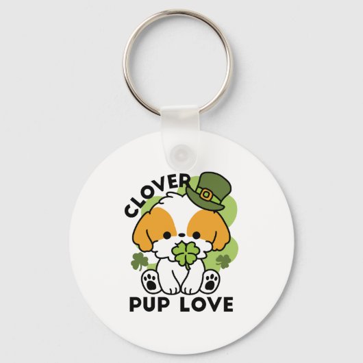 Clover Pup Liebe - St. Patrick's Day Dog Design Schlüsselanhänger (Vorderseite)