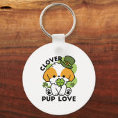 Clover Pup Liebe - St. Patrick's Day Dog Design Schlüsselanhänger (Vorderseite)