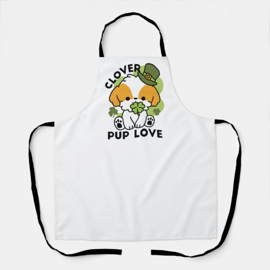Clover Pup Liebe - St. Patrick's Day Dog Design Schürze (Vorderseite)