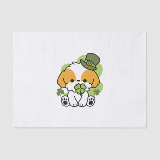 Clover Pup Liebe - St. Patrick's Day Dog Design Seidenpapier (Vorderseite)