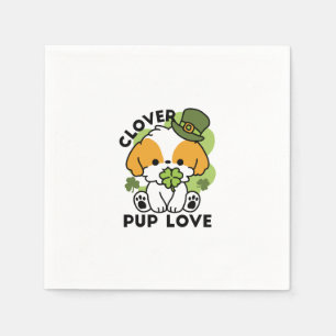 Clover Pup Liebe - St. Patrick's Day Dog Design Serviette