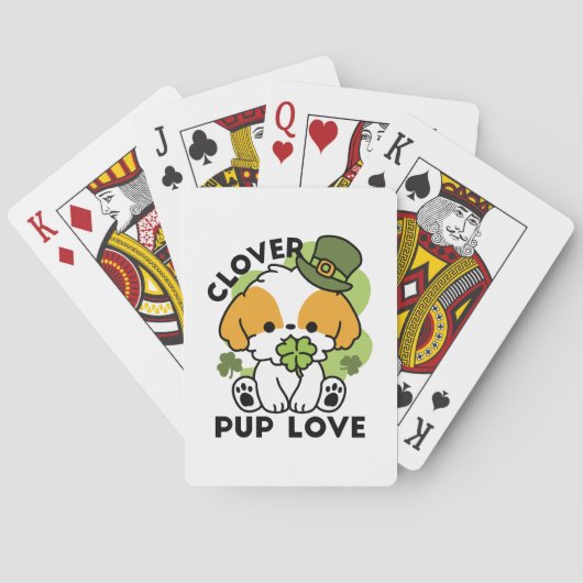Clover Pup Liebe - St. Patrick's Day Dog Design Spielkarten (Rückseite)