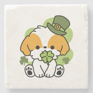 Clover Pup Liebe - St. Patrick's Day Dog Design Steinuntersetzer