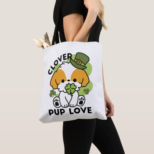 Clover Pup Liebe - St. Patrick's Day Dog Design Tasche (Von Nahem)