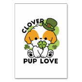 Clover Pup Liebe - St. Patrick's Day Dog Design Tischnummer (Vorderseite)