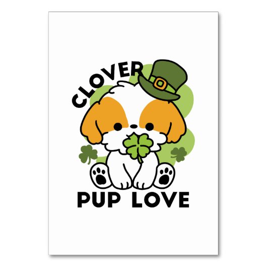 Clover Pup Liebe - St. Patrick's Day Dog Design Tischnummer (Vorderseite)