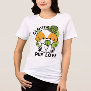 Clover Pup Liebe - St. Patrick's Day Dog Design Tri-Blend Shirt
