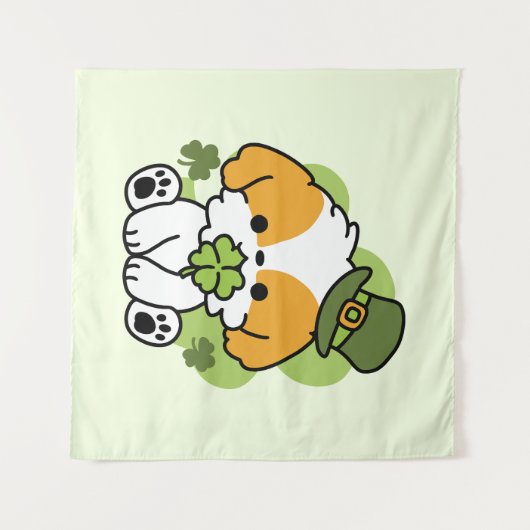 Clover Pup Liebe - St. Patrick's Day Dog Design Wandteppich (Vorderseite (Horizontal))