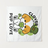Clover Pup Liebe - St. Patrick's Day Dog Design Wandteppich (Vorderseite (Horizontal))