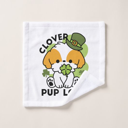 Clover Pup Liebe - St. Patrick's Day Dog Design Waschlappen (Waschlappen)