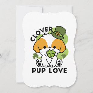 Clover Pup Love – St. Patrick's Day Hunde-Design Einladung