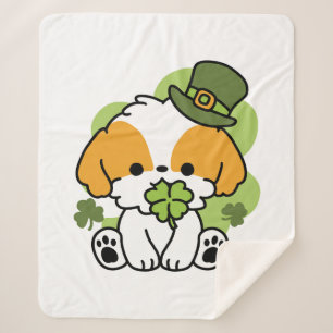 Clover Pup Love – St. Patrick's Day Hunde-Design Sherpadecke