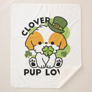 Clover Pup Love – St. Patrick's Day Hunde-Design Sherpadecke