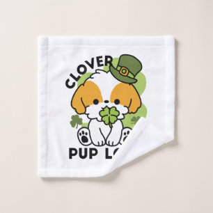 Clover Pup Love – St. Patrick's Day Hunde-Design Waschlappen
