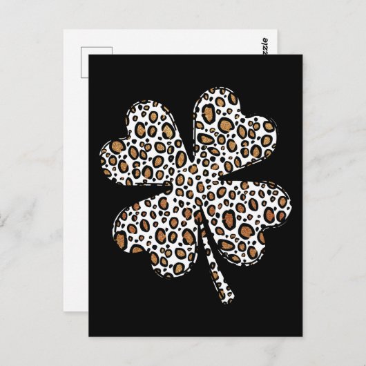 Clover Shamrock Leopard Spots St. Patrick's Day Postkarte (Vorne/Hinten)