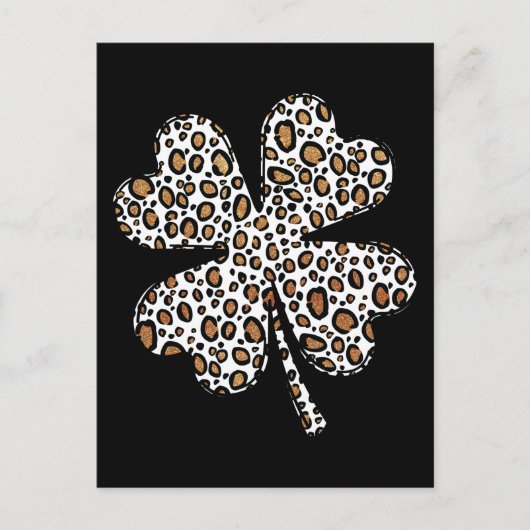 Clover Shamrock Leopard Spots St. Patrick's Day Postkarte (Vorderseite)