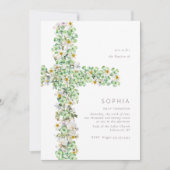 Clover Wildblume überquert Taufe Christening Einladung (Vorderseite)