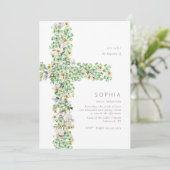 Clover Wildblume überquert Taufe Christening Einladung (Stehend Vorderseite)